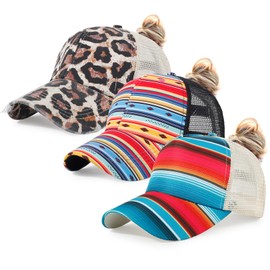 kozinu Ponytail Hats Baseball Hat Mesh Washed Distressed Dad Hat Vintage Cotton Trucker Hat for Women