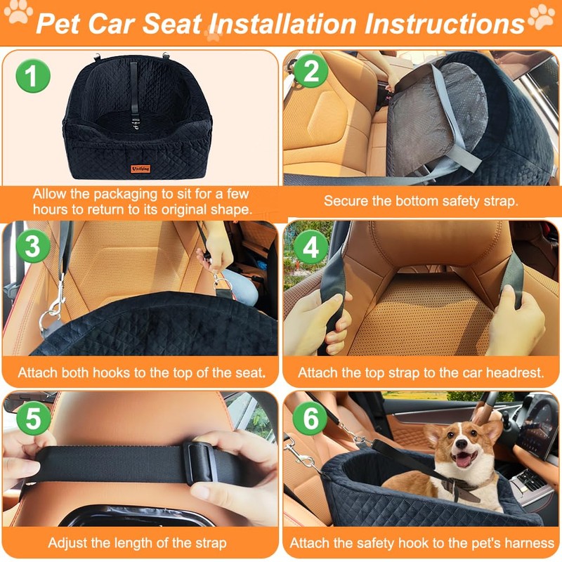 Vivifying Dog Car Seat for Small & Medium Dogs, Detachable