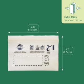 Moonygreen Compostable Food Storage Bags, Resealable Snack Bags, 50 Count, 6.5 x 3.7 inches, Extra Thick, Certified US BPI ASTM D6400 Europe OK Compost