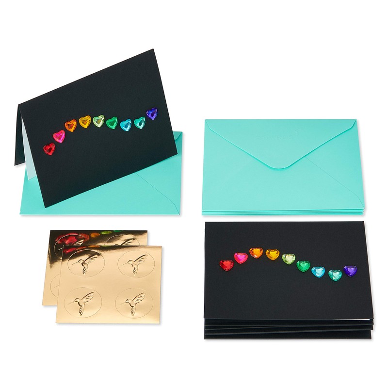 Papyrus Blank Cards with Envelopes, Rainbow Gems (6-Count)