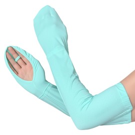 Eeuwigegelofte Blue UV Protection Gloves Driving Fingerless Arm Sleeves for Women, Cooling Arm Sleeves for Golf, Cycling, Running, Fishing Sports
