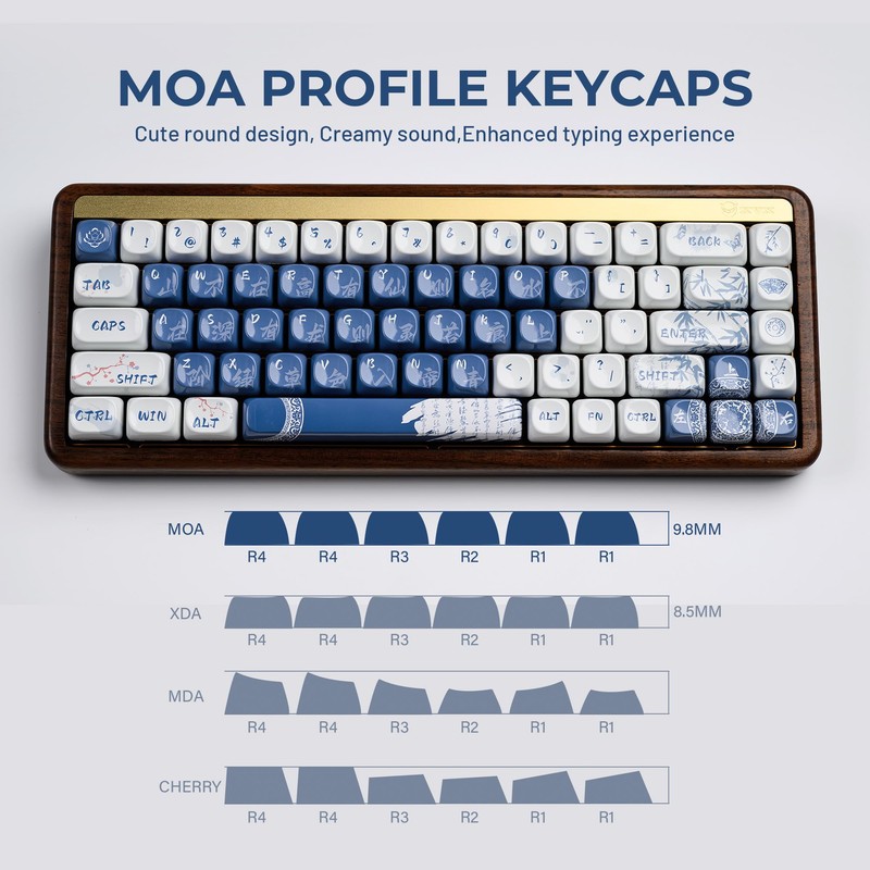 Hkfos XVX Ceramic-Like PBT Keycaps, MOA Keycap Sets Dye-Sublimation Keyboard