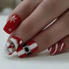 Christmas Press on Nails Square Medium Fake Nails Red False