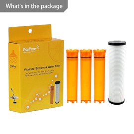 VitaPure Refill filter Cartridge VPX-03P aka VCF03P for SUF- 300VPX Inline Shower Filter - includes 3 Vitamin C 1 PureMax Filter - Remove Up to 99.9% of Chlorine and Chloramines Plus Heavy Metals