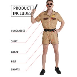Maxim Party Supplies Men's Lieutenant Police Officer Costume - 5-Piece with Badge, Belt & Sunglasses - Deputy Sheriff Outfit (Medium)