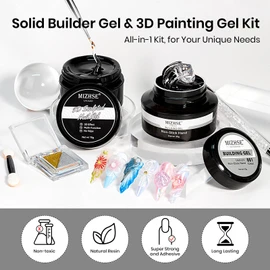 MIZHSE 30g Clear Solid Builder Gel and 15g 3D Nail sculpting gel , Clear Non-Sticky 3d Nail Gel Nail Builder Gel for UV LED Decoration and Nail Extension Carving Molding for Home DIY Manicure