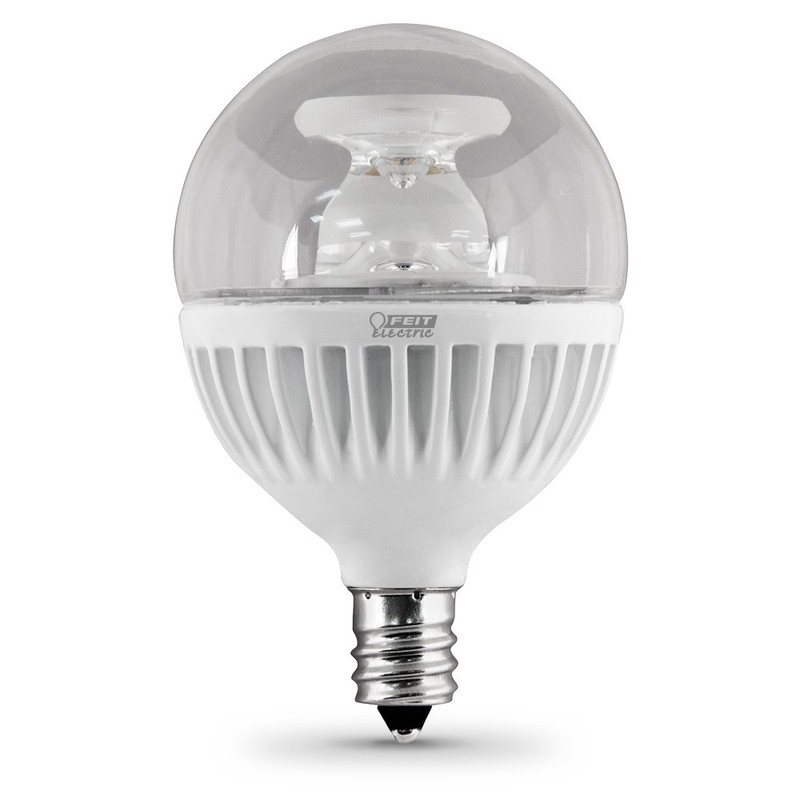 Feit Electric G16.5 Light Bulb, 60W Equivalent, E12 Candelabra Base,