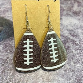 Unique Glitter Sport Acrylic Earrings for Women Friends Sport Fans Games Day Earrings Shiny Baseball Volleyball Dangle Jewelry Gift -Rugby