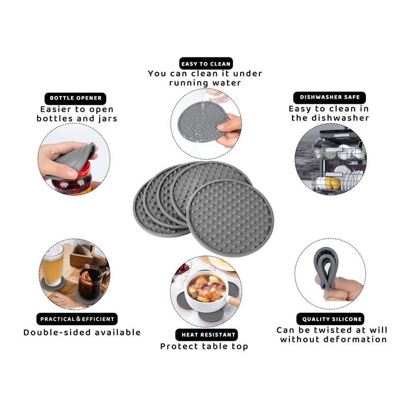 KEHOUXRE Coasters for Drinks 6 Pack Drink Coasters with Holder,Heat