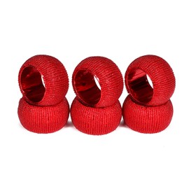 Handmade Beaded Napkin Rings Set of 6 - Red Napkin Holders, 2-Inch Elegant Table Décor, Handcrafted by Skilled Artisans - Perfect for Weddings, Parties & Everyday Dining