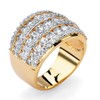 PalmBeach Yellow Gold-Plated Round Cubic Zirconia Multi Row Dome Ring