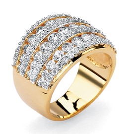 PalmBeach Yellow Gold-Plated Round Cubic Zirconia Multi Row Dome Ring Sizes 6-10 Size 7