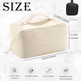 SOZOMO Bolsa de Cosméticos de Viaje de Gran Capacidad, Bolsa de Maquillaje Impermeable y Organizada con Bolsillos Elásticos y Cierre de Cremallera, Bl