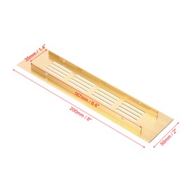 PATIKIL 8 x 2 Inch Door Air Vent Cover, 2pcs Aluminum Grille Ventilation Cover Louvered with Mounting Screws for Cabinet Wardrobe Door, Gold Tone