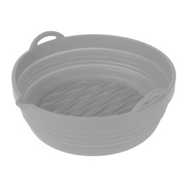 Fryer Silicone Liner Foldable Round Wavy Stripe Heat Resistant Reusable Fryer Pot for Fryer Accessory Grey