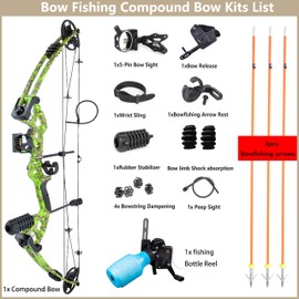 Bowfishing Compound Bow Kit with Bowfishing Reel, Bow Fishing Arrows,30-55Lbs,Left/Right Hand Bow for Adult/Youth Fishing Hunting