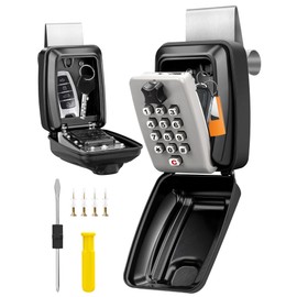 TEUEN Car Window Lock Box for Turo, Portable Car Key Lock Box, Punch Button Combination Key Safe Box, Sturdy Waterproof Large Capacity Security Lockbox fit for Ride Share, Turo, GetAround ﻿