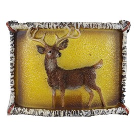 Ebros Gift Rustic Western Large Wildlife Decorative Wall Plug in Courtesy Accent Night Light with Built in On/Off Switch Faux Birchwood Borders (Stag Deer Elk with Antlers)