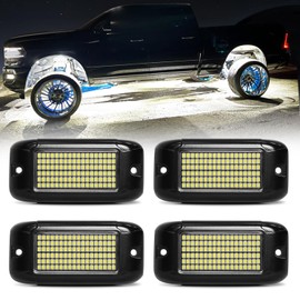 Nicoko 108 High-Power LEDs per Pod 4Pods Pure White Rock Lights Ultra-Bright Offroad Underglow Kit Advanced Heat Dissipation IP68 Waterproof for Truck, SUV, UTV, ATV, RZR