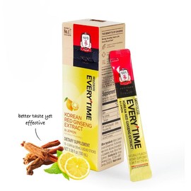 Korean Red Ginseng & Vitamin C Supplement, Lemon Flavor, Caffeine-Free, Immune & Energy Support, Natural Dietary Health & Fitness, 10ml x 10 Pack