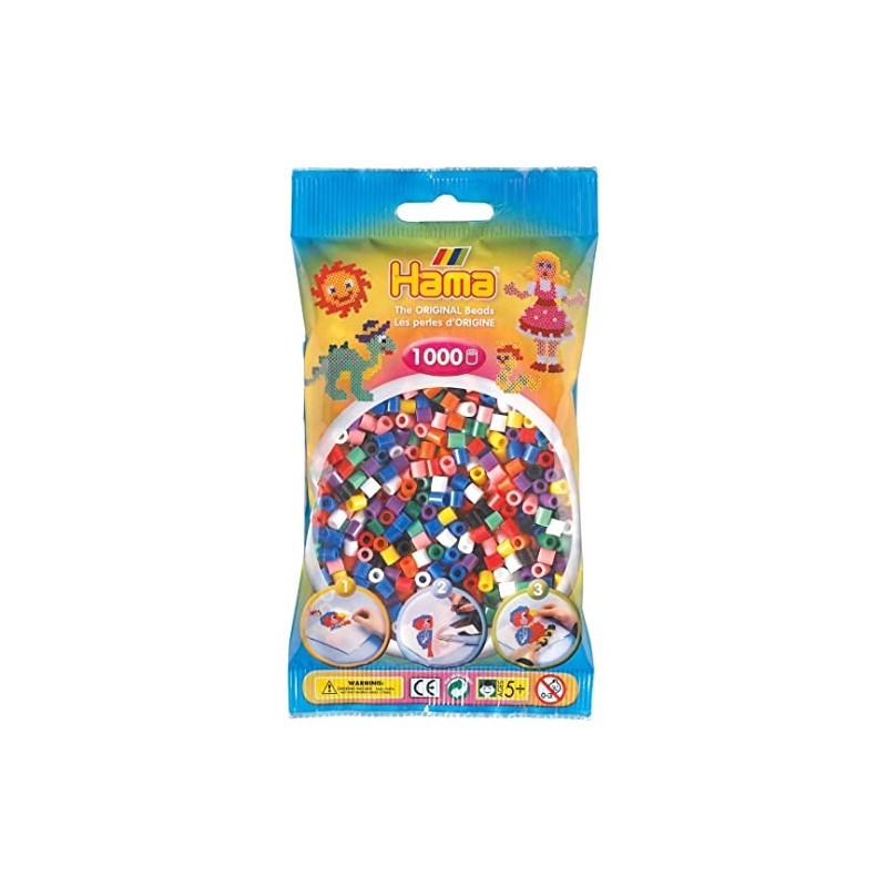 Hama Beads - Solid Colour Mix (1000 Midi Beads)