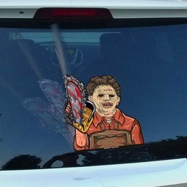 Chainsaw Killer WiperTags with Decal attaches to Rear Vehicle Wiper