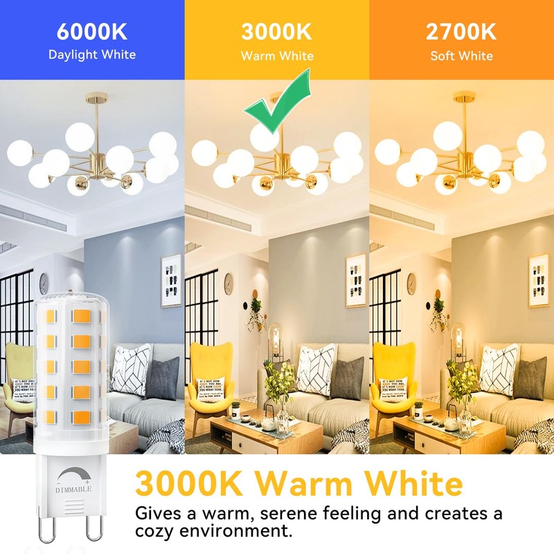 TJOY 12 Pack Dimmable G9 LED Bulb 4W Equivalent 40