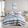 Queen Comforter Set, 3 Pieces Striped Bed Set, Soft Brushed