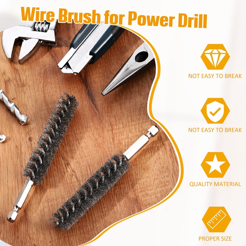 Geiserailie Bore Brush Bristles Wire Brush for Power Drill Cleaning