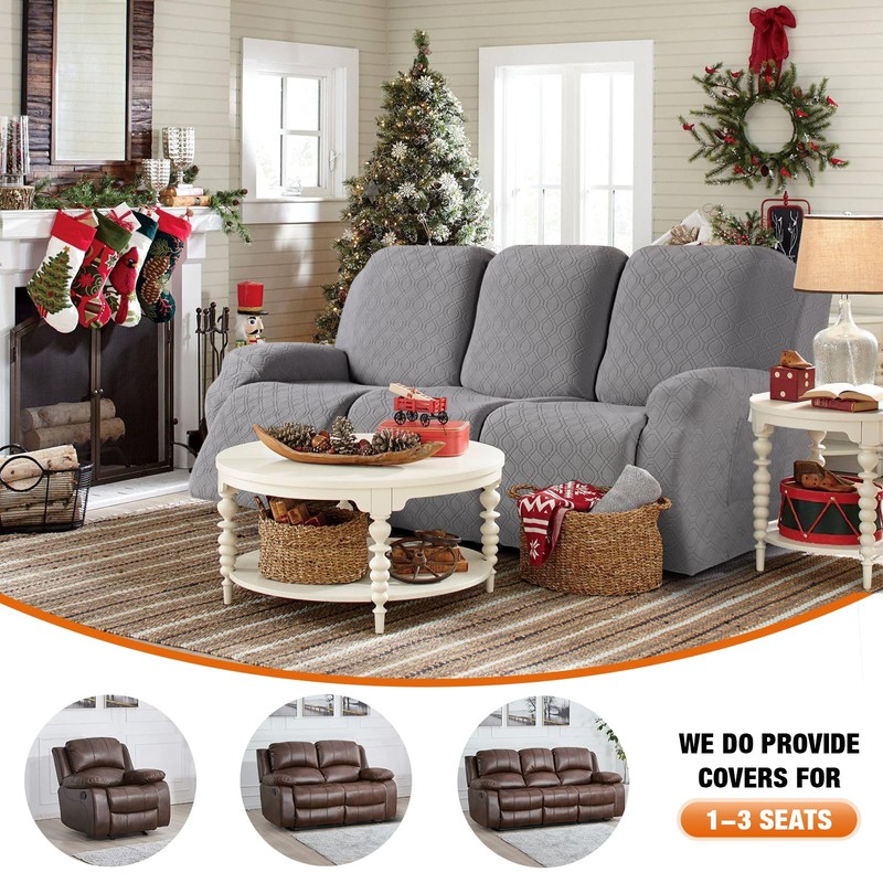 VANSOFY Recliner Cover, 3-Pieces Stretch Reclining Couch Covers with Pockets