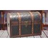 Vintiquewise Wooden Leather Round Top Treasure Chest, Decorative storage Trunk