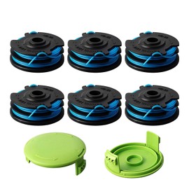 Thten Trimmer Spool Replacement for Greenworks 29242 29082 27ft 0.065 inch with Greenworks 21052 29272 and 21212 Dual line 0.062" Electric String Trimmers with 3410468 Cap Covers Parts(6Pack+2 Cap)