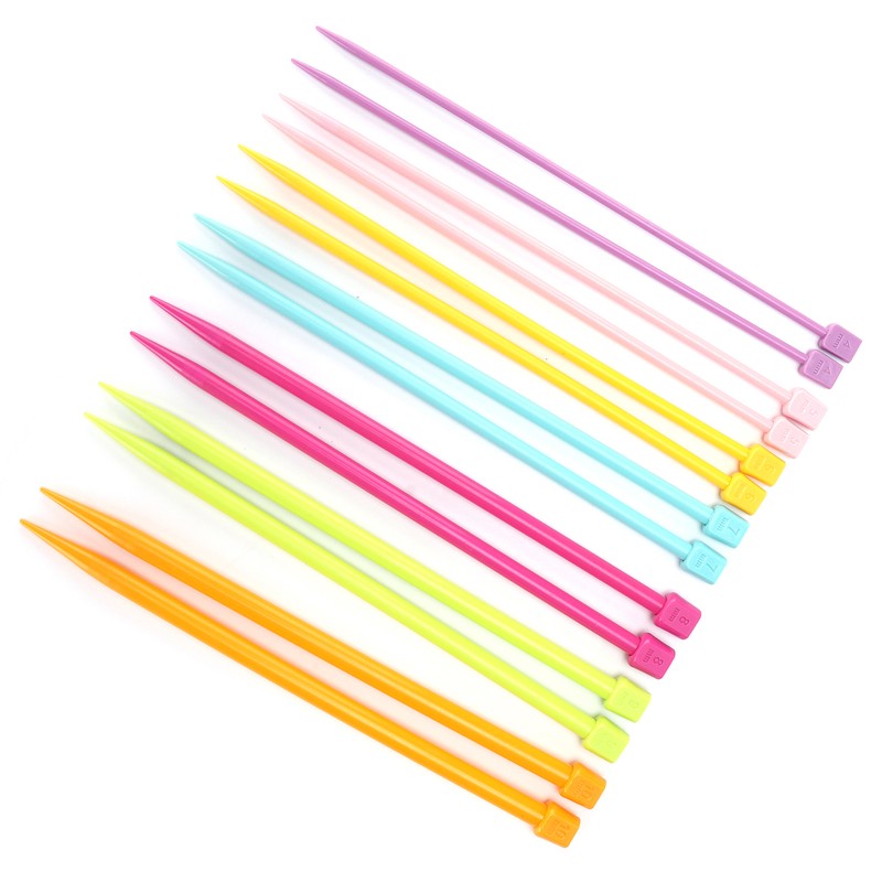 14 Pcs Knitting Needles Multicolour Portable 25cm Sweater Needle Plastic