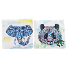 Reccisokz 2 Ashtrays Ashtrays - Fireproof PVC - Odourless - Portable Compact - Unique Pattern of Rainbow Fish and Psychedelic Cats (Panda and Elephant)