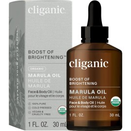Cliganic Aceite De Marula Orgánico, 100% Puro, Para Rostro Y
