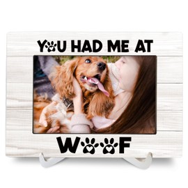Luipk Dog Gift 8x6 Picture Frames, Dog Mom Gifts for Women, Dog Lover Dog Owner Gift, Pet Dog Memorial Wood Photo Frame, You Had Me At Woof Dog Dad Gifts Picture Frame for Wall and Tabletop Display