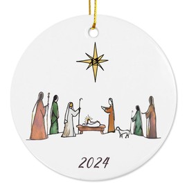 Nativity Christmas Ornament Christmas Holiday Religious Ornament Christmas Ceramic Gift Oh Come Let Us Adore Him Christmas Ornament Gift Meaningful Christmas Gift (Nativity)