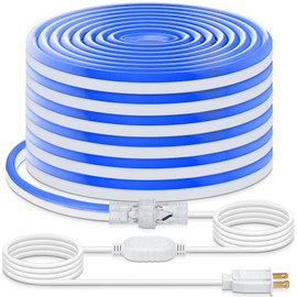 BRILLIHOOD Blue Neon Rope Lights, Flexible 120V LED Light Strip, SMD2835 120LEDs/M Outdoor Waterproof Plug & Play Neon Lighting with 2M UL Plug for Home Building Commercial Decor, 30M/98.4Ft