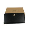 Unisex Coach Leather Long Wallet, Black, Black
