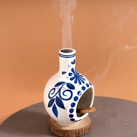 BOOXMIMI Handcrafted Palo Santo Burner Holder - Mini Chimenea Ceramic Incense Ash Catcher for Palo Santo and Incense Sticks - Meditation and Yoga House Decor Gift Set