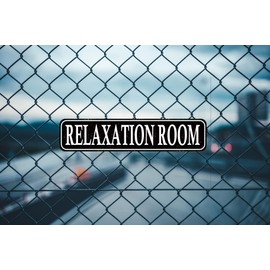 Relaxation Room Sign - Zen Den Relax Read Quiet Zone Meditate Therapy Rustic Street Metal Sign or Door Name Plate Plaque Garden Bar Farm House Garage Wall Decor Black Tin Sign 16 X 4 Inch
