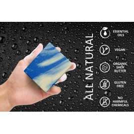 NATURAL AMERICAN Mens Organic Bar Soap, Masculine Scents, 100% Natural Soap for Men - Essential Oils, Organic Shea Butter Natural Body Soap, Natural Bar Soap for Men - SOLDIER Body Soap 5 oz (6pk)