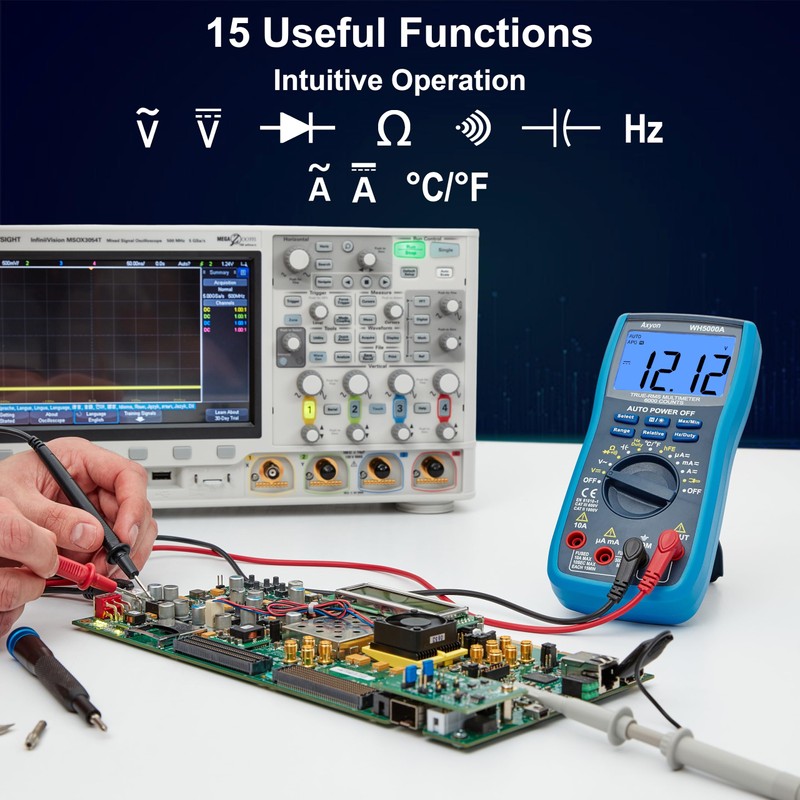 AXYON Digital Multimeter TRMS 6000 Counts, Voltage Tester, Circuit Tester,