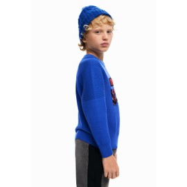 Desigual Boys' Flat Knit Pullover Long Sleeve Sweatshirt, blue