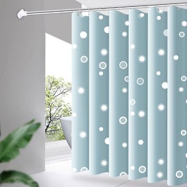 Lkw Ogechi 240 CM Drop Shower Curtain with Weighted Hem, Blue Waterproof and Antimold Polyester Bathroom Curtains with Bubble Patterned, Washable Quick Drying Heavy Duty Wet Room Curtain (240x200cm)