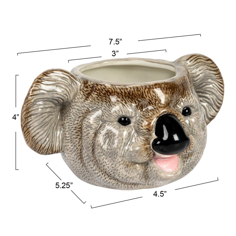 Creative Co-Op 7.75 Inches Round Ceramic Koala Head, Holds 5