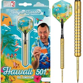 Legend Wayne Mardle Darts | Steel Tip Darts Set | 90% | Hawaii 501 | Gold | Available in Multiple Weights. (23, Grams)
