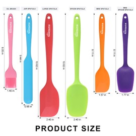 NileHome Silicone Spatula Set, 6 Pieces Food Grade Kitchen Utensils with Silicone Brush Heat Resistant Dishwasher Safe BPA-Free Rubber Spatula for Scraping, Baking, Cooking, Mixing-Multicolor