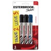 Sharpie Esterbrook Marcadores Permanentes, Punta Cincel, Negro y Azul, 3