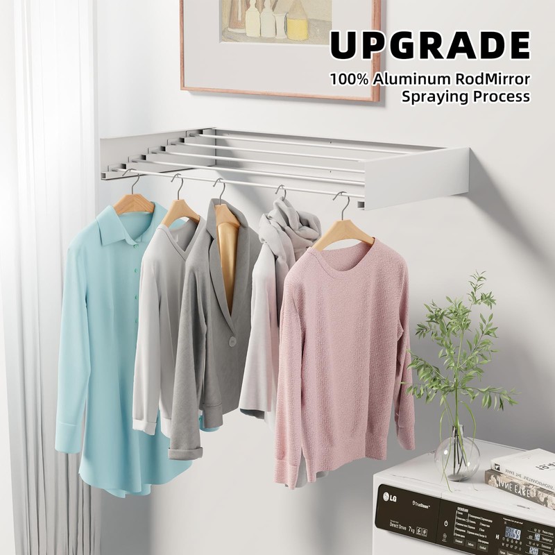ZMBESUP Laundry Drying Rack Collapsible, Wall Mounted, Clothes Drying Rack,